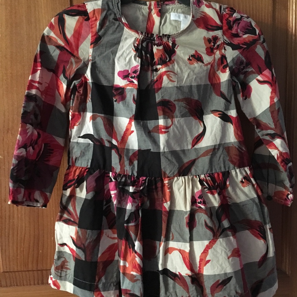Burberry peony roses girls dress size 3t euc
